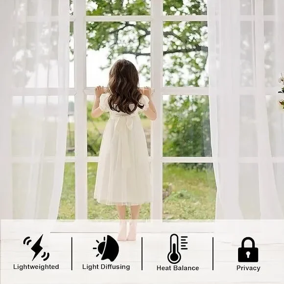 Loyolady Royal Blue Sheer Curtain Drape 100" x 102"L New - Picture 5 of 6